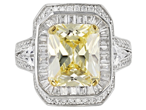 Bella Luce ® 8.95CTW Canary & White Diamond Simulants Rhodium Over Silver Ring - Size 7