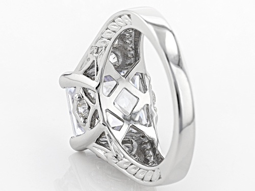 Bella Luce ® 9.27CTW Asscher White Diamond Simulant Rhodium Over Sterling Silver Ring (9.27CTW DEW) - Size 7