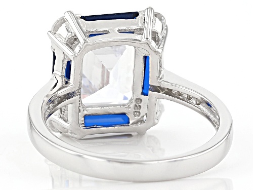 Bella Luce ® 7.44CTW Lab Blue Spinel And White Diamond Simulant Rhodium Over Sterling Silver Ring - Size 8