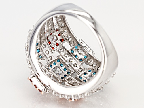 Bella Luce ® 3.87CTW Blue Apatite, Red, And White Diamond Simulants 18K Rose And Rhodium Ring - Size 7