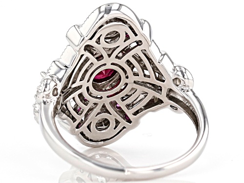 Bella Luce ® 2.10ctw Lab Created Ruby and White Diamond Simulant Rhodium Over Sterling Silver Ring - Size 7