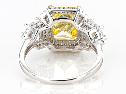 Bella Luce®6.98ctw canary and white diamond simulant rhodium over sterling silver ring(4.93ctw DEW) - Size 8