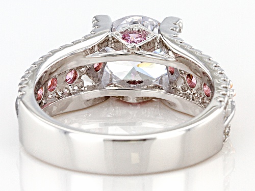 Bella Luce® 5.52ctw Pink and White Diamond Simulants Rhodium Over Sterling Silver Ring(3.16ctw DEW) - Size 5