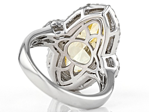 Bella Luce ® 11.72ctw Canary and White Diamond Simulants Rhodium Over Sterling Silver Ring - Size 7