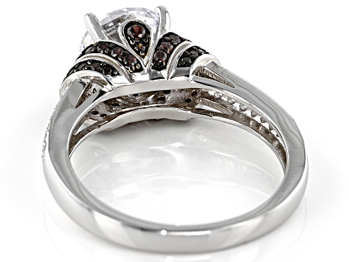Bella Luce ® 4.30ctw Mocha and White Diamond Simulants Rhodium Over Sterling Ring (2.49ctw DEW) - Size 8