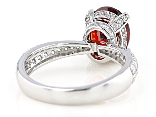 Bella Luce®4.14ctw Red Garnet and White Diamond Simulants Rhodium Over Sterling Ring (3.09ctw DEW) - Size 7