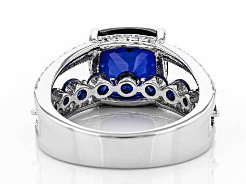 Bella Luce ® 7.24ctw Lab Created Blue Sapphire and White Diamond Simulant Rhodium Over Silver Ring - Size 11