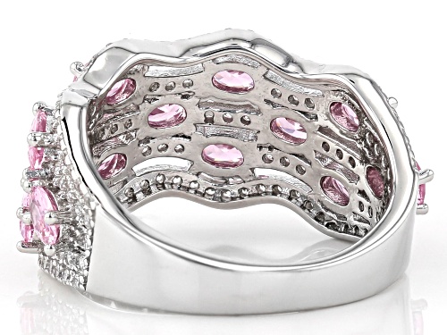 Bella Luce® 5.05ctw Pink and White Diamond Simulants Rhodium Over Sterling Silver Ring (3.13ctw DEW) - Size 6