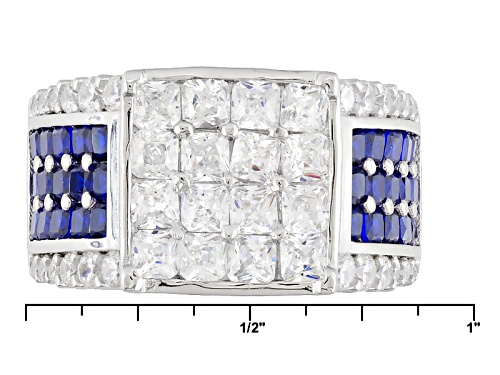 Bella Luce ® 6.86ctw Blue Sapphire And White Diamond Simulants Rhodium Over Sterling Silver Ring - Size 5