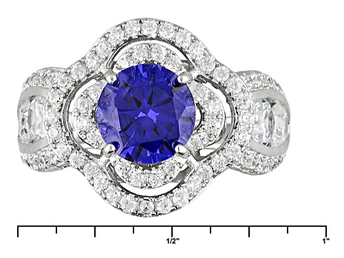 Bella Luce ®Esotica ™  4.90ctw Tanzanite And White Diamond Simulants Rhodium Over Silver Ring - Size 11