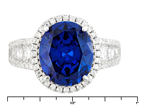 Bella Luce ® 10.01ctw Tanzanite And White Diamond Simulants Rhodium Over Sterling Silver Ring - Size 8