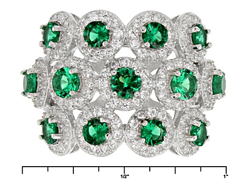Bella Luce ® 3.07ctw Emerald And White Diamond Simulants Rhodium Over Sterling Silver Ring - Size 11