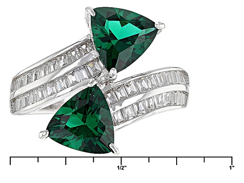 Bella Luce ® 4.10ctw Emerald And White Diamond Simulants Rhodium Over Sterling Silver Ring - Size 9