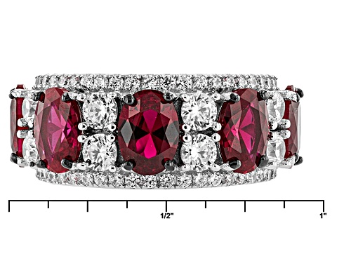 Bella Luce ® 5.89ctw Ruby And White Diamond Simulants Rhodium Over Sterling Silver Ring - Size 8