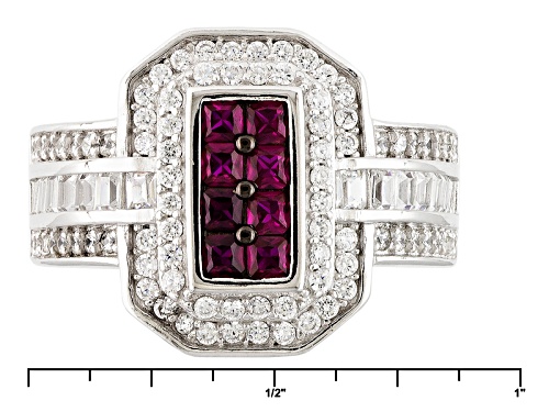 Bella Luce ® 1.95ctw Ruby And White Diamond Simulants Rhodium Over Sterling Silver Ring - Size 6