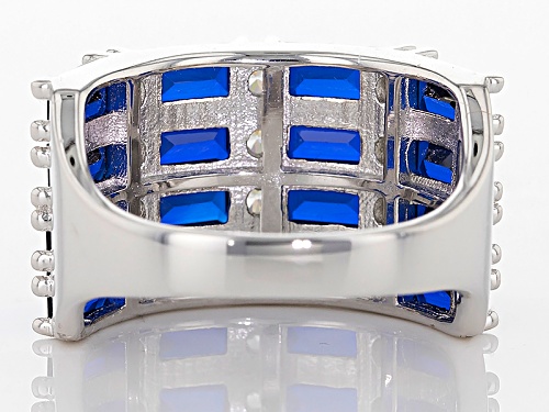 Bella Luce ® 6.1ctw Blue Sapphire And White Diamond Simulants Rhodium Over Sterling Silver Ring - Size 8