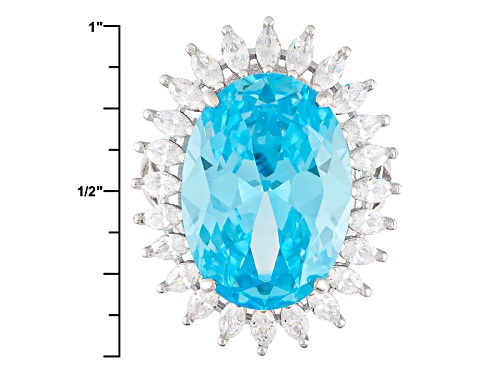 Bella Luce ® 24.20ctw Neon Apatite And White Diamond Simulants Rhodium Over Sterling Silver Ring - Size 5