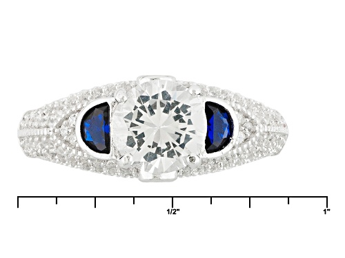 Bella Luce ® 3.46ctw Blue Sapphire And White Diamond Simulants Rhodium Over Sterling Silver Ring - Size 8