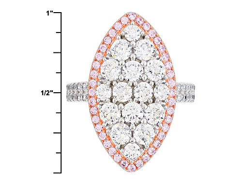 Bella Luce ®3.71ctw Pink And White Diamond Simulants Rhodium And 14k Rose Gold Over Sterling Ring - Size 7
