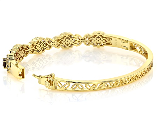 6.34ctw Smoky Quartz with Lab White Sapphire 18k Gold Over Brass Pendant with Chain & Bangle Set