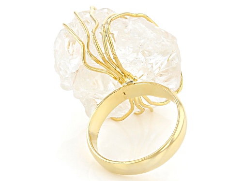 Artisan Collection Of Brazil™ Free- Form Crystal Quartz 18K Yellow Gold Over Brass Ring - Size 8