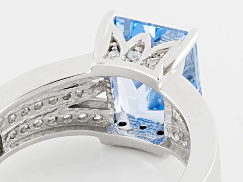 Bella Luce ® 4.80ctw Lab Blue Spinel & White Diamond Simulant Rhodium Over Sterling Silver Ring - Size 10