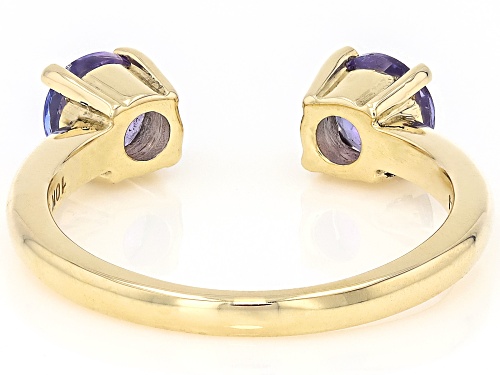 0.73ctw Tanzanite 10K Yellow Gold Cuff Ring - Size 9