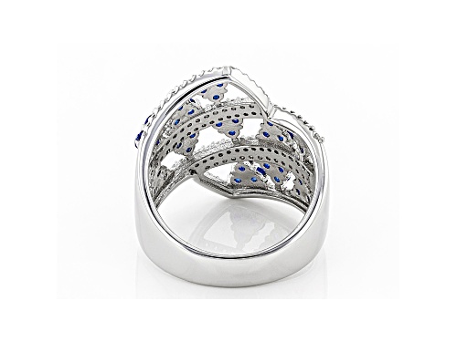 Bella Luce ® 2.42ctw Lab Created Blue Spinel And White Diamond Simulant Rhodium Over Silver Ring - Size 7