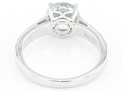 1.53ct Round Aquamarine Rhodium Over Sterling Silver Solitaire March Birthstone Ring - Size 7