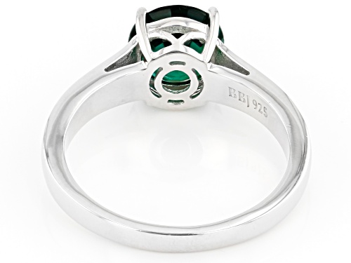 1.57ct Round Lab Created Emerald Rhodium Over Sterling Silver Solitaire May Birthstone Ring - Size 9
