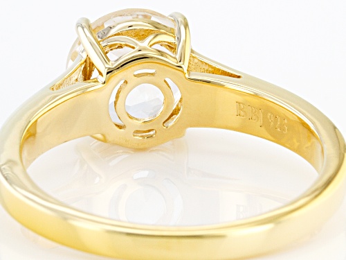 2.37ct Round White Topaz 18k Yellow Gold Over Sterling Silver April Birthstone Ring - Size 10