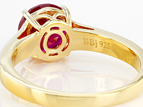 2.06ct Round Lab Created Ruby 18k Yellow Gold Over Sterling Silver July Birthstone Ring - Size 5