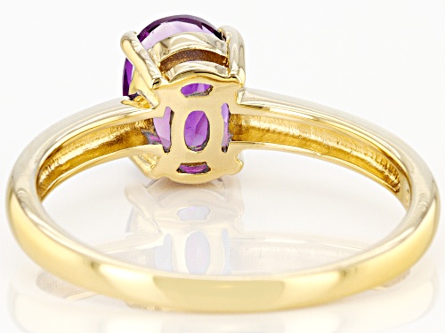 0.98ct Oval African Amethyst 18k Yellow Gold Over Sterling Silver February Birthstone Ring - Size 7