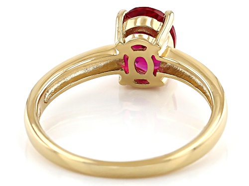 1.27ct Oval Lab Created Ruby 18k Yellow Gold Over Sterling Silver July Birthstone Ring - Size 9