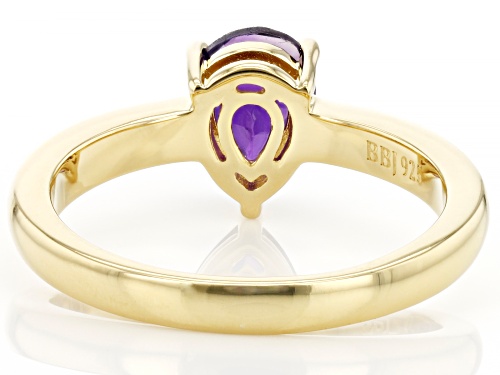 0.93ct Pear Amethyst 18K Yellow Gold Over Sterling Silver February Birthstone Ring - Size 9