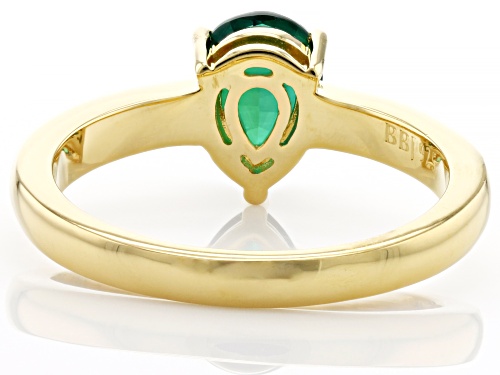 0.88ct Pear Lab Created Emerald 18K Yellow Gold Over Sterling Silver May Birthstone Ring - Size 8