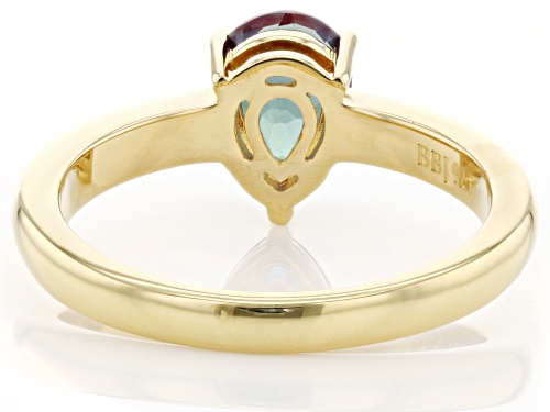 1.20ct Pear Lab Created Alexandrite 18K Yellow Gold Over Sterling Silver June Birthstone Ring - Size 7