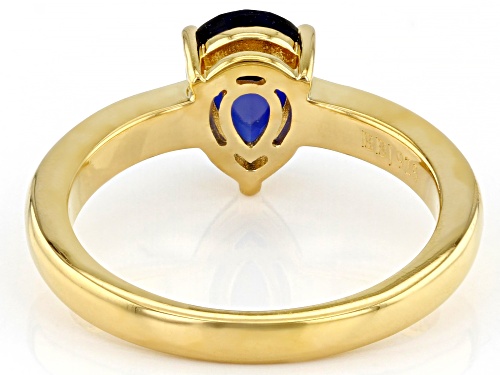 1.15ct Pear Lab Created Blue Sapphire 18K Yellow Gold Over Sterling Silver September Birthstone Ring - Size 10