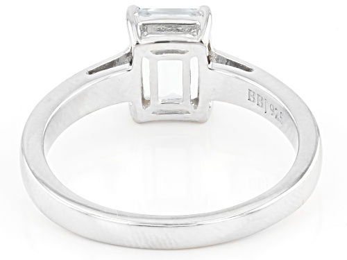 1.19ct Rectangular Octagonal Aquamarine Rhodium Over Sterling Silver March Birthstone Ring - Size 9