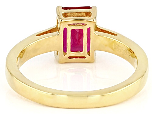 1.36ct Rectangular Octagonal Lab Created Ruby 18k Yellow Gold Over Silver July Birthstone Ring - Size 8