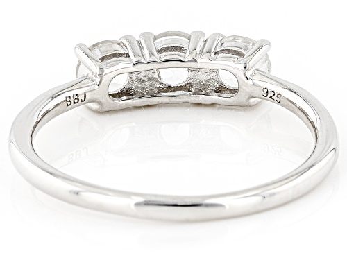 0.77ctw Round White Topaz Rhodium Over Sterling Silver April Birthstone 3-Stone Ring - Size 9
