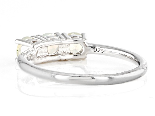 0.43ctw Round Ethiopian Opal Rhodium Sterling Silver October Birthstone 3-Stone Ring - Size 7
