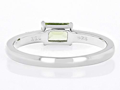 .58ctw Manchurian Peridot™ & White Zircon Rhodium Over Sterling Silver August Birthstone Ring - Size 7