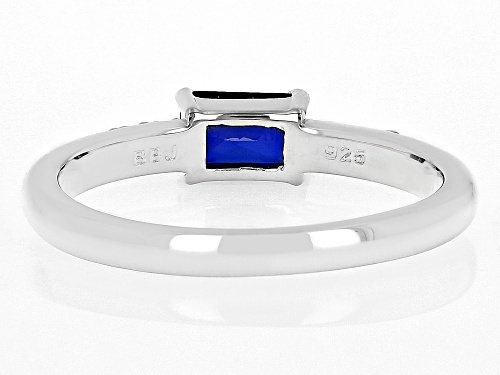 .59ct Lab Blue Sapphire & 0.07ctw White Zircon Rhodium Over Silver September Birthstone Ring - Size 10