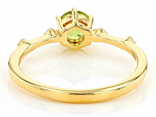 .58ctw Manchurian Peridot™ with White Zircon 18k Yellow Gold Over Silver August Birthstone Ring - Size 8