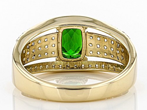 .65ct Rectangular Cushion Russian Chrome Diopside & .49ctw Round White Zircon 10k Yellow Gold Ring - Size 8