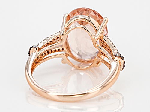 5.00ctw Oval Cor-De-Rosa Morganite™ With .22ctw White And Champagne Diamonds 10k Rose Gold Ring - Size 7