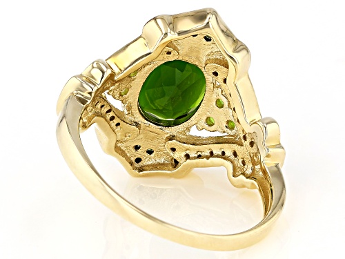 1.81ctw Oval And Round Chrome Diopside With .13ctw Diamond Accents 10k Yellow Gold Ring - Size 6