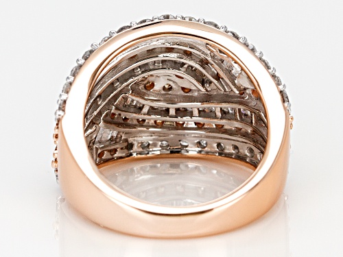 2.50ctw Round And Baguette Champagne And White Diamond 10k Rose Gold Ring - Size 7