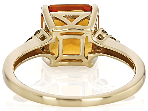3.00ct Asscher Cut Maderia Citrine With 0.12ctw Round Yellow Diamond 10k Yellow Gold Ring - Size 9